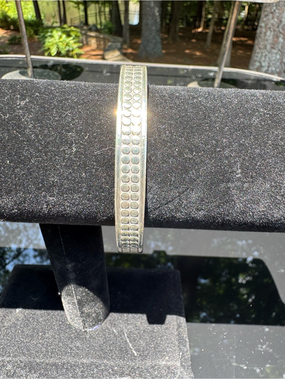 Brighton Silver-Tone Dot-Stamped Bangle Bracelet